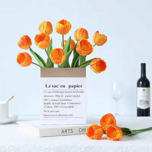 3pcs Artificial Flower Tulip Fake Flower Mother's Day Gift Wedding Party Ornament Hand Flower Tulips Bouquet Ceremony Decoration